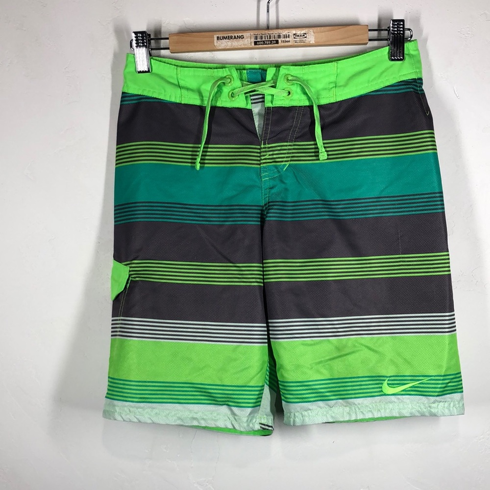 Nike green stripe swim trunks size large